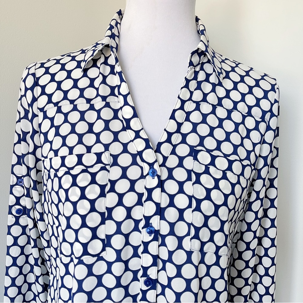Express Portofino Polka-Dot Button Up Size S - image 3